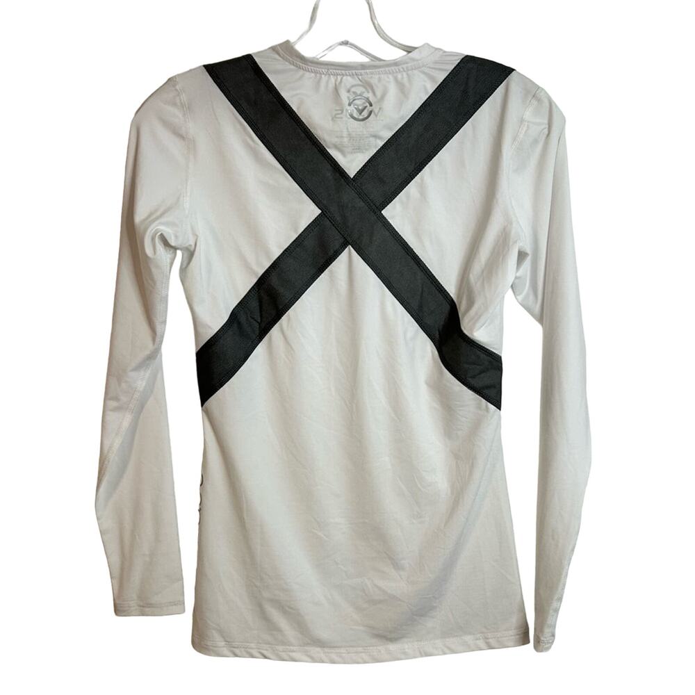 VIRUS Athletic Long-Sleeve X- Form Compression Top Womens Size Large White Black